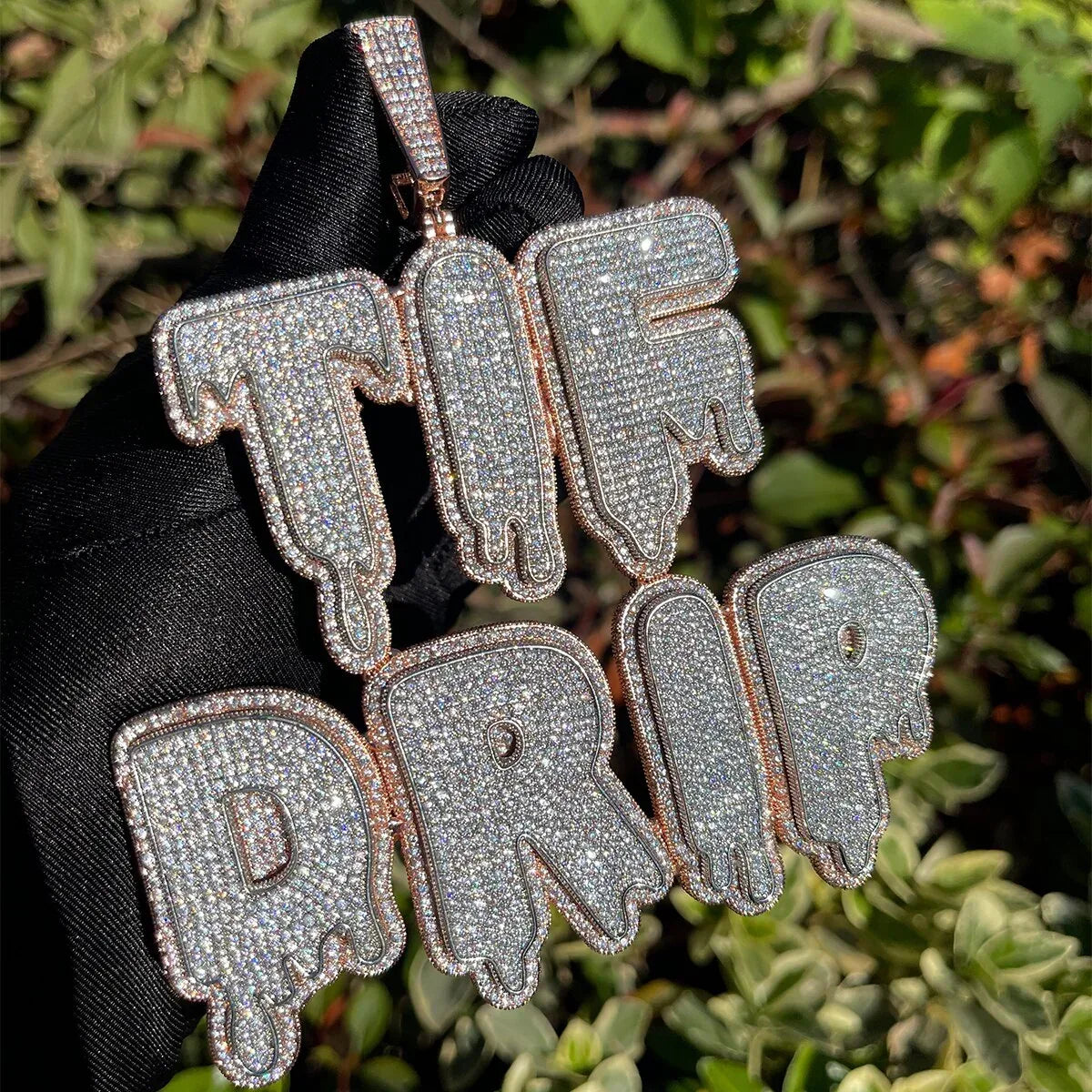Drip and Shine Iced Out Personalized Custom Name Necklace Pendant - Luxury Custom Jewelry - CaratixJewelry